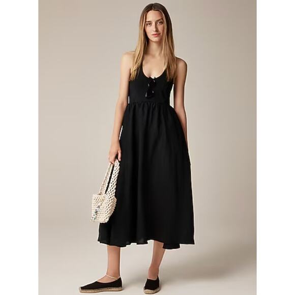 J Crew Mixy Halter Dress XS 0 2 Black NWT CL648 J.Crew Resort Travel Midi - Picture 1 of 5